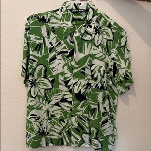 Palm Angels Black and Green Floral Men's Shirt